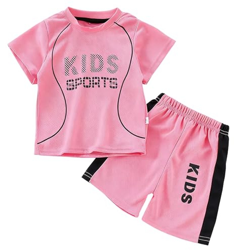 SXSHUN Kinder Sportbekleidung Set Jungen Mädchen Trainingsanzug Jogginganzug 2tlg Kurzarm T-shirt & Shorts Sport Set Schnelltrockend Sportanzug Sportoutfit Sommer für Jogging Fußball