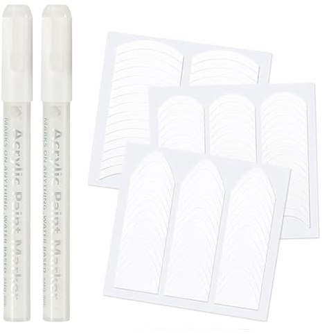 French Manicure Kit - 2 Pcs White Nail Pencil and 3Pcs French Tip Stickers - Self-Adhesive French Tip Tool for Women at Home DIY Nails Art - Easy DIY French Manicure Kit