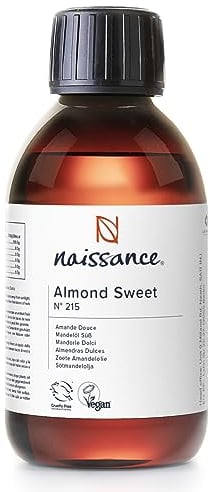 Naissance Natürliches Süßes Mandelöl (Nr. 215) 250ml – Vegan, Gentechnikfrei – Ideal zur Haar– und Körperpflege, für Aromatherapie und als Basisöl für Massageöle
