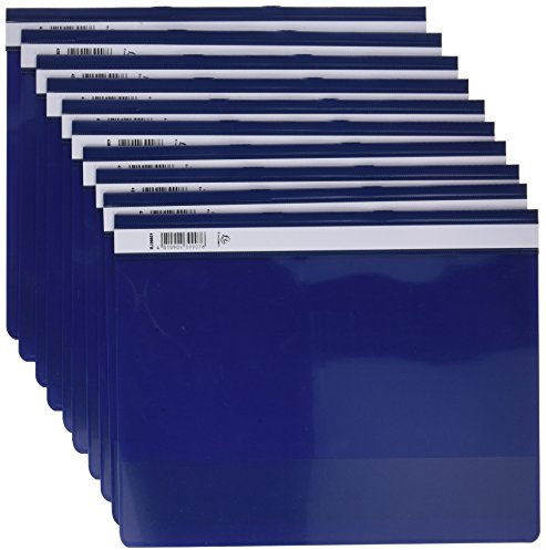 Exacompta 439907B 10er Pack Premium Schnellhefter. Aus PVC-Folie für DIN A4 kaufmännische Heftung mit Beschriftungsstreifen Hefter Ideal für Büro und Schule blau