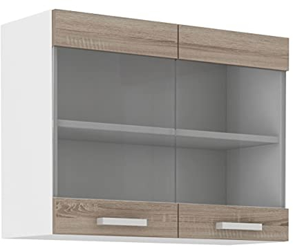 Kuechen-preisbombe Küchen Glashängeschrank 80 cm für das Modell,Dave 240 Eiche Sonoma Trüffel'
