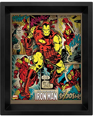 Marvel Retro Iron Man 3D Lenticular Poster, Multi-Colour, 10 x 8-Inch