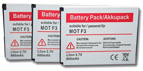 vhbw 3X Akku kompatibel mit AVM Fritz!Fon MT-F 2446 schnurlos Festnetz Telefon (600 mAh, 3,7 V, Li-Ion)