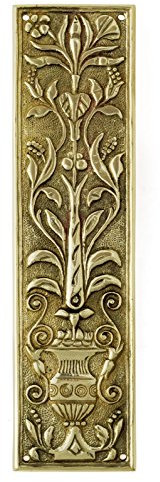 Castelion® Solid Brass Flowers and Vase Design Finger Plate| Brass Door Accessories | Ornate Home Decor Perfect for Traditional Homes Home Accessories | 11inch (27cm)