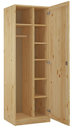 Erst-Holz Badschrank Büroschrank Spind Kiefer mass. m. vielen Fächern u. Schloss 90.60-42