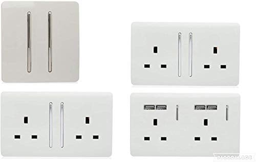 Trendi Switch Artistic Modern Glossy Switches & Sockets Dining Room Trade/Multi Buy Room Pack in White
