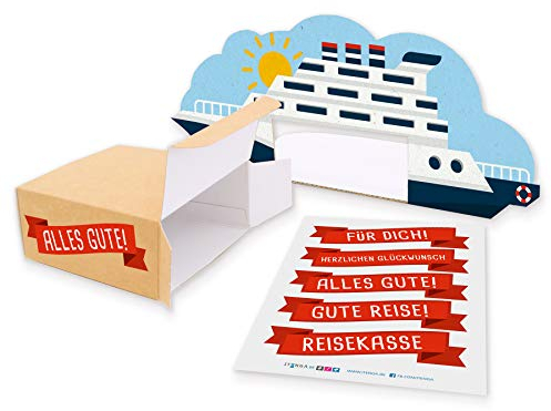 itenga Kreuzfahrtschiff Geldgeschenk Verpackung aus Karton für Hochzeit oder Geburtstag Geldgeschenk für Reise