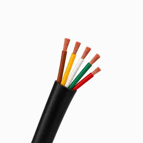 Wire4u 5 Core Trailer Cable 0.75mm² Thin Wall Cable | 12V 24V Automotive Multi-Strand Copper Wire | Caravan Wiring, Trailer Lighting, Horsebox & Commercial Vehicle | 5 Metres