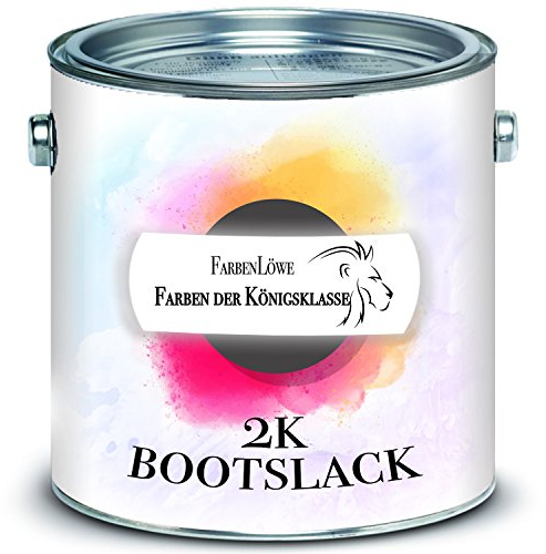 FARBENLÖWE 2-K GLÄNZEND Yachtlack inkl. Härter hochwertiger Bootslack für GFK/Polyester/Kunststoff Farbauswahl und Farblos Bootsfarbe Yachtfarbe 2-Komponenten Lack (Weiß RAL 9010, 1 L)