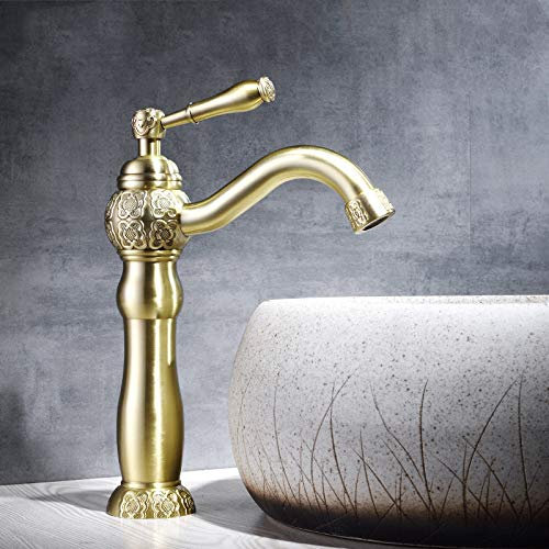 YHSGY Waschtischarmaturen Gold Waschbecken Wasserhahn Einzigen Handgriff Bad Wasserhahn Kalten Und Heißen Becken Mischbatterien Schiff Wasserhahn Waschbecken Messing Chinesischen Wasserhahn