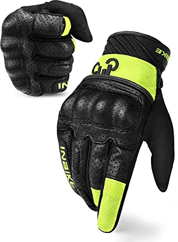 INBIKE Guantes Con La Función De Pantalla Táctil Para Moto, Guantes Moto Verano Transpirable Para Hombre(IM801-Green,L)