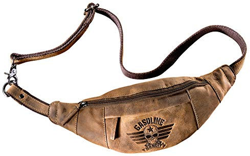 Biker Gürteltasche Bauchtasche Hüfttasche aus Echtleder braun