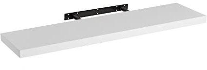 LOLAhome Estante de Pared Flotante de Madera MDF Blanco Decorativo,Balda de Pared,De 23x100 cm para Salón, Cocina, Oficina, Dormitorio,Resistente