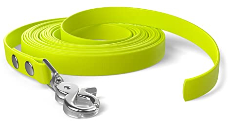 5m Schleppleine, Hundeleine, 1 Karabiner, Neon-Gelb, sehr stabil, schmutz- und wasserabweisend