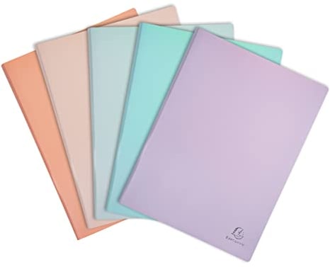 Exacompta 88660E Sichtmappe Aquarel aus PP 500μ mit 60 Hüllen und 120 Sichten für DIN A4 farbig sortiert Perfekt für die Schule und das Büro Aktenhülle Prospekthülle