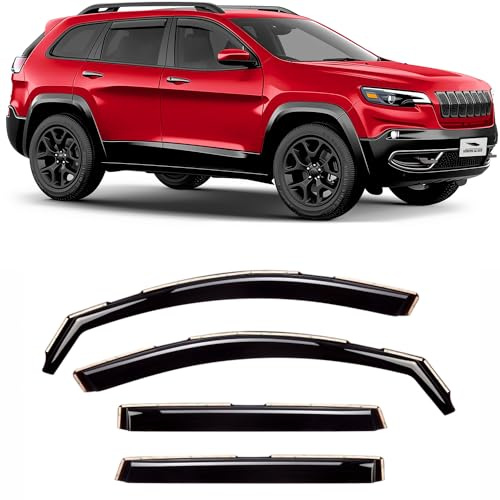 Voron Glass Protectores de Lluvia Extra duraderos para Jeep Cherokee 2014-2021, deflectores de Ventana, Viseras de ventilación, 4 Piezas - 220107