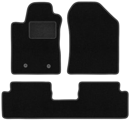 Velours-Fußmatten passend für Toyota Corolla Verso II 2004-2009, Schwarz | passend für Minivan; Velours-Teppich (Polypropylen), ca. 6,5 mm; rutschfest, runde Befestigungen (Typ AV)