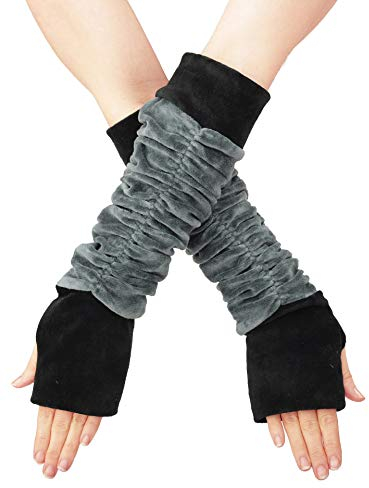 PUREWONDER Damen Armstulpen Pulswärmer Samt Handstulpen hw25 Grau