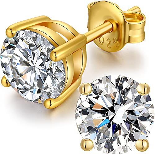 Miaofu Ohrringe 18K Weißgold plattiert 925 Sterling Silber Rundschliff und Prinzessinnenschliff Zirkonia Ohrstecker I Swaro-vski Zirkonia Ohrringe Größe 3mm-8mm Feines Schmuck für Damen Herren