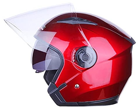 Jet Motorrad-Helm Erwachsener Motorradhelm Rollerhelm Mit Doppelvisier Jethelm Herren & Damen Atmungsaktiver Mopedhelm Scooter Moped Mofa Helm Offenes Helm ECE/DOT Zertifiziert,Rot,M