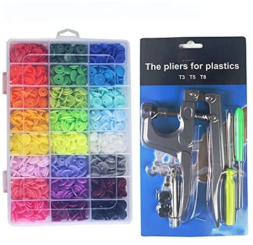 120/360 sets Botones de presión de plástico 12.4mm Sin costura T5 Snaps con organizador Funda de almacenamiento para baberos artesanía artesanal a la familia DIY Sastre ( Size : 360pcs With tools )