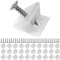 Cuñas para muebles para fondos de cajones y traseras de armarios que se descuelgan, 30 cuñas, con tornillos para madera de M2 x 16 mm, en blanco, de plástico, cantonera en forma de L de 14 x 9 mm