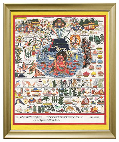 Modern Picture Medizin Tangka Gifte Kunstdruck mit schönen goldenen Rahmen 40 x 50 cm