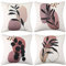 Kissenbezüge 4 Stück Kissenbezug Quadratische Kissenhülle Draussen Dekorative Lila Leinen Dekokissen Sofakissen Couchkissen 45x45 für Wohnzimmer Couch Gartenbett(Tropische Blätter Pflanzenkissen)