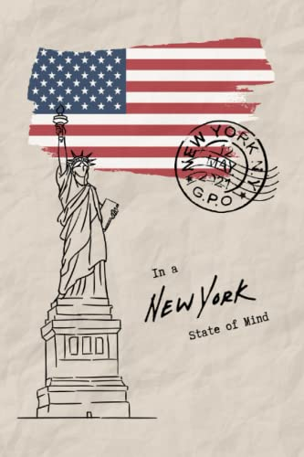 New York City Notebook: Vintage Style Notebook, Statue of Liberty NYC, Travel Gift for Women, In a New York State of Mind, American Flag