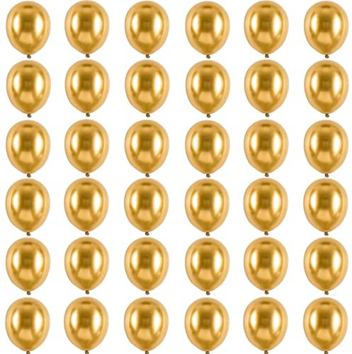 Luftballons Metallic Gold 10 Zoll für Party Glänzende,36 Stück 25cm Metallisches Chrom Gold Latex Luftballons Helium Ballons für Geburtstag,Hochzeit,Babyparty Graduierung Weihnachts Party Dekoratione