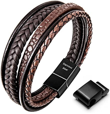 Speroto Lederarmband für Herren - Männer Armband (Braun Style A, 23cm)