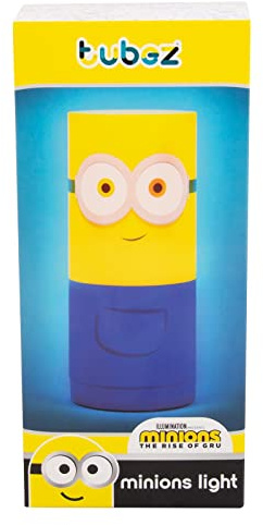 Minions Tubez Nachtlicht mit drehbarer Oberseite, einstellbare Helligkeit. USB- oder batteriebetrieben. Offiziell lizenziertes Minions-Merchandise