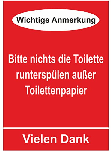 Indigos UG Aufkleber Toilette Hygieneartikel - 200x150 mm - Hotel, Firma, Schutz, Kita, Arzt, Praxis, Wohnung - Sicherheit - Warnung