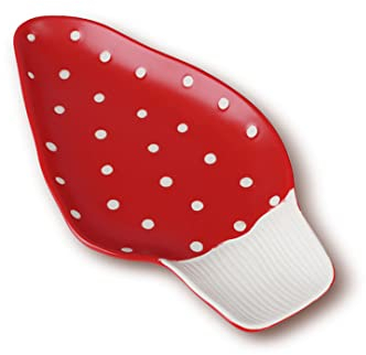 RESVUGA Plato de comedor de setas, platos de cerámica de seguridad de polca de 10 pulgadas, plato de pescado, bonitos platos de cena de carne, sushi y mucho más. (plato largo)