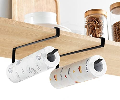 Porte Essuie Tout, Support pour Rouleau de Papier,2 PCS Rouleau de Papier sans Perçage,Porte Rouleau Papier Cuisine, Porte Essuie Tout pour Cuisine, Salle de Bain et Placards