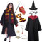 JMOCD Magier Robe, Cosplay Kostüm mit Magier Robe,Gestreifte Krawatte,Hut,Zauberstab,Halstuch,Brille,Vintage-Armband,Halskette,Schlüsselbund für Halloween