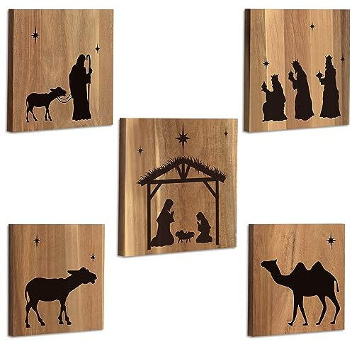 Weihnachtskrippe aus Holz, rustikale Wanddekoration, Kabine, Wanddekoration, Holzbilder, Weihnachtsmotiv, Kunstschild, Kabine, dekorativ für Wohnzimmer, Schlafzimmer, Badezimmer, Valentinstag