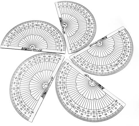 Ashton and Wright - Goniometro a 180 gradi - 10 cm - goniometro leggero per la scuola (trasparente, confezione da 5)