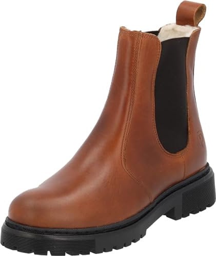 Palado Chelsea Boots Damen Alicudi – modische Boots Made in Portugal - bequeme & warme Winterschuhe - robuste Stiefeletten Braun (Cognac) UK7 - EU40