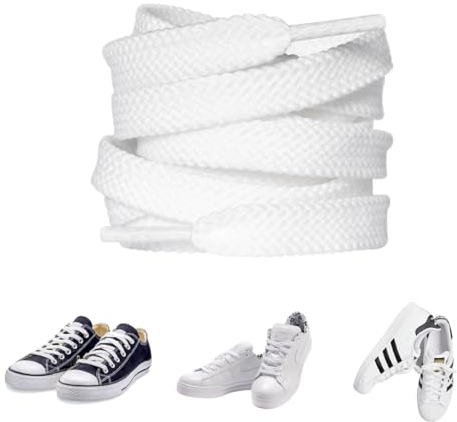 Carehabi Lacci per sneakers Unisex-Adulto, Pacco da 2, larghezza 8mm, lunghezza 120mm, Bianco