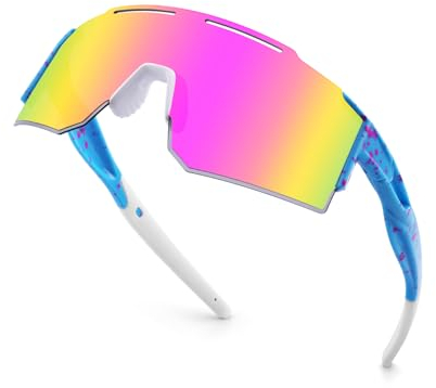 OULIQI Fahrradbrille Sonnenbrille,Sportbrillen Herren Damen UV400 Sportbrille Schnelle Brille mit 1 oder 3 Wechselgläser für OutdoorSportarten Fischen Radfahren Laufen