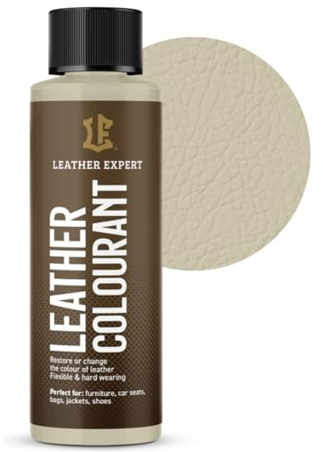 Sehr Deckend Wasser Lederfarbe Alte Sahne - 50 ml Leather Paint für Natur und ÖkoLeder - Leather Dye Ohne Alkohol für alle Lederaccessoires - Reißt oder Blättert Nicht ab