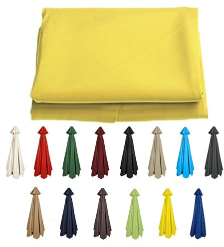 GZDXBF Rechange Toile De Parasol De Jardin pour 6 Baleines/8 Baleines Parasol De Terrasse, Housse De Rechange pour Parasol D'extérieur, Polyester Anti UV 50+(Color:Yellow,Size:8ribs-3m(9.8ft))