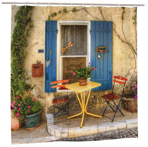 Newhomestyle 3D Garden View Bath Shower Curtain, Beautiful Flowers Garden Decoration, Quick-Drying Waterproof Polyester Shower Curtain, Bathroom Decor with 12 Hooks, 180X180cm/ 71X71 in