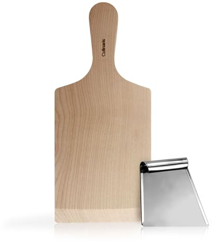 Culinaris - Spätzlebrett mit Schaber, Ahornbrett mit Metallschaber und Rrezeptbuch