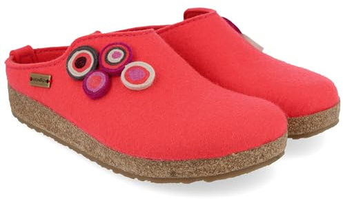 HAFLINGER Grizzly Kanon Filzpantoffel Hausschuh Filzclog Kork Pink (Coral 119), Gr. 38