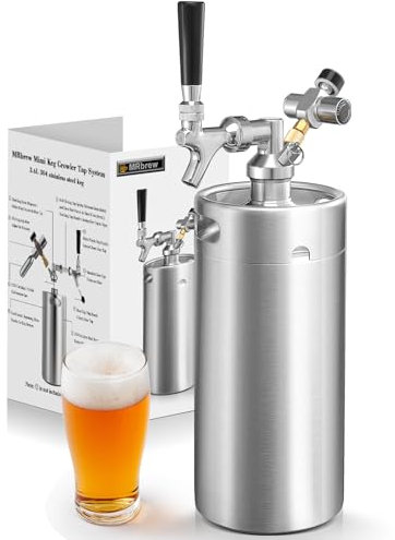 MRbrew Mini barril de 3,628.7 g, sistema de dispensador portátil de cerveza de barril de acero inoxidable presurizado, sistema de grifo de cerveza mini Kegerator, con grifo de cerveza profesional y
