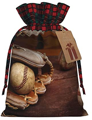 Weihnachts-Geschenktüten mit Baseball-Aufdruck, Schmuckbeutel, Säcke mit Kordelzug, für Geburtstag, Hochzeit, Weihnachten, DIY