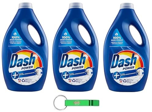 3 x Dash Power Detersivo Liquido Lavatrice Extra Smacchiante, detersivo liquido per lavatrice 36 lavaggi 1800 ml, azione extra smacchiante + portachiavi Beni Culinari