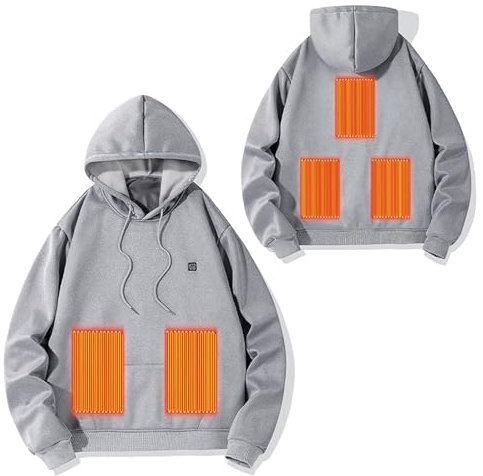 Heated Sweatshirt Unisex USB Heated Hoodie with 3 Heating Levels UK Sale Clearance Men Women Heated Jumper Jacket USB Rechargeable Heated Body Warmer Thermal Tops Heated Clothing for Running Hiking